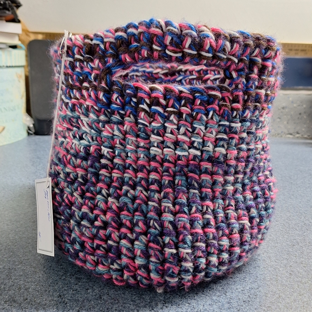 Handmade Multicolor Boho Knit Tote Bag, NWT - Picture 4 of 9